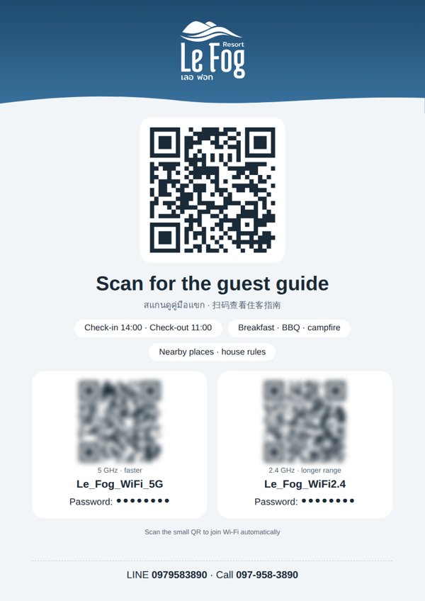 QR sign at Le Fog Resort, Khao Kho, Thailand